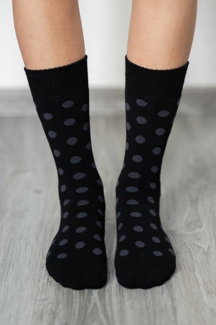 Barefoot chaussettes d´hiver - Points - Gris - noir