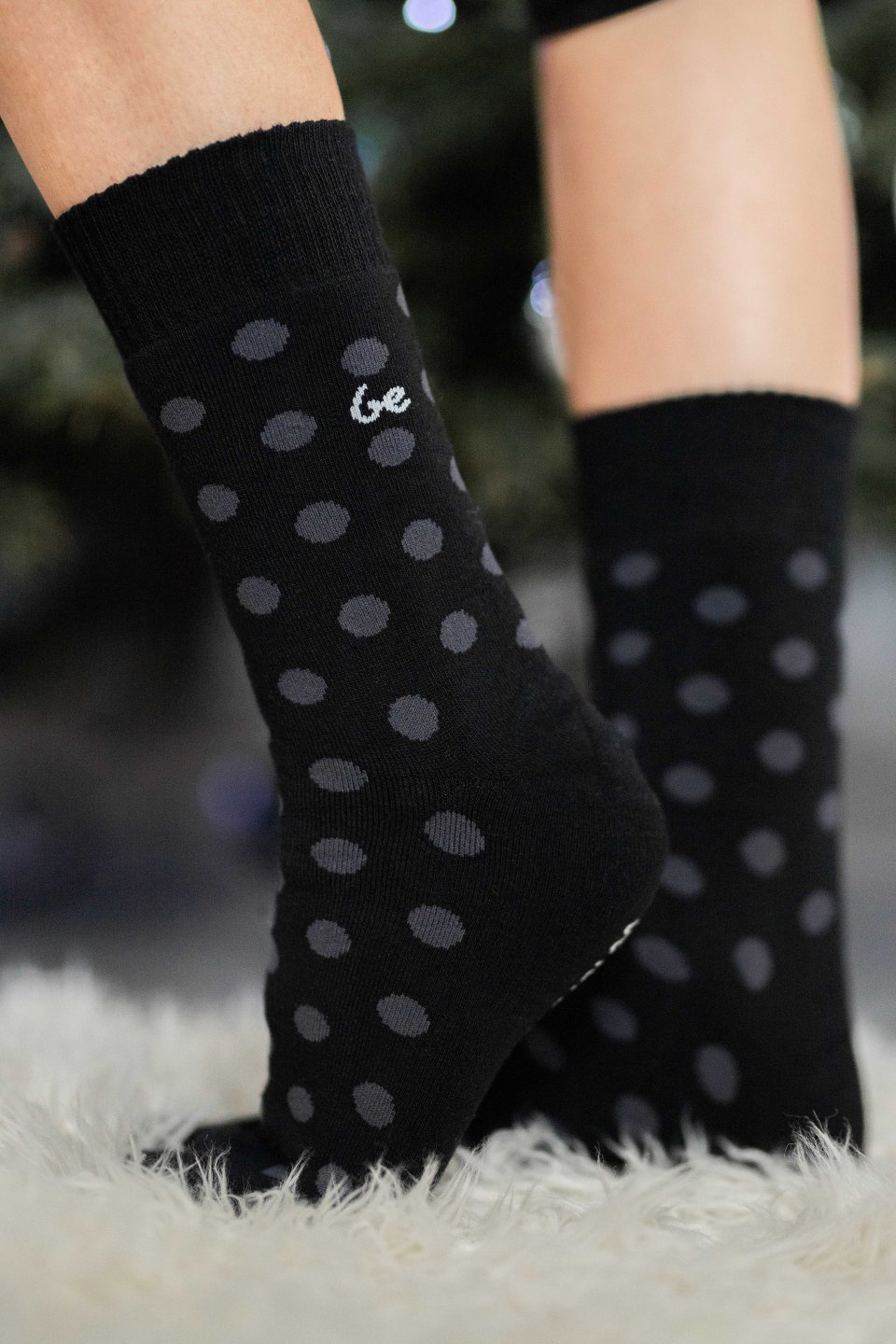 Barefoot calzini invernali - Puntini - nero-grigio