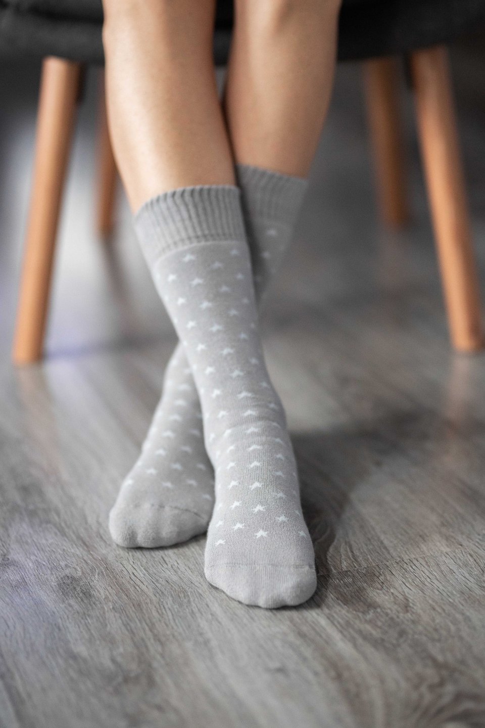 Zimné barefoot ponožky - Hviezdy - sivé