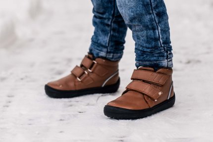 Dětské zimní barefoot boty Be Lenka Penguin - Chocolate