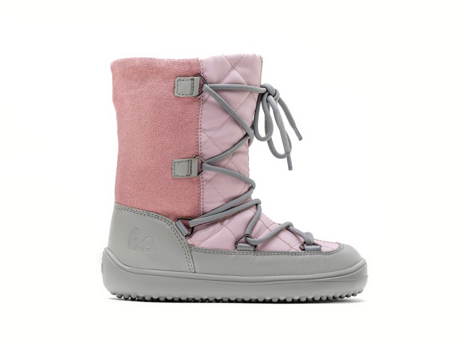 Dziecięce buty zimowe barefoot Be Lenka Snowfox Kids - Pink & Grey