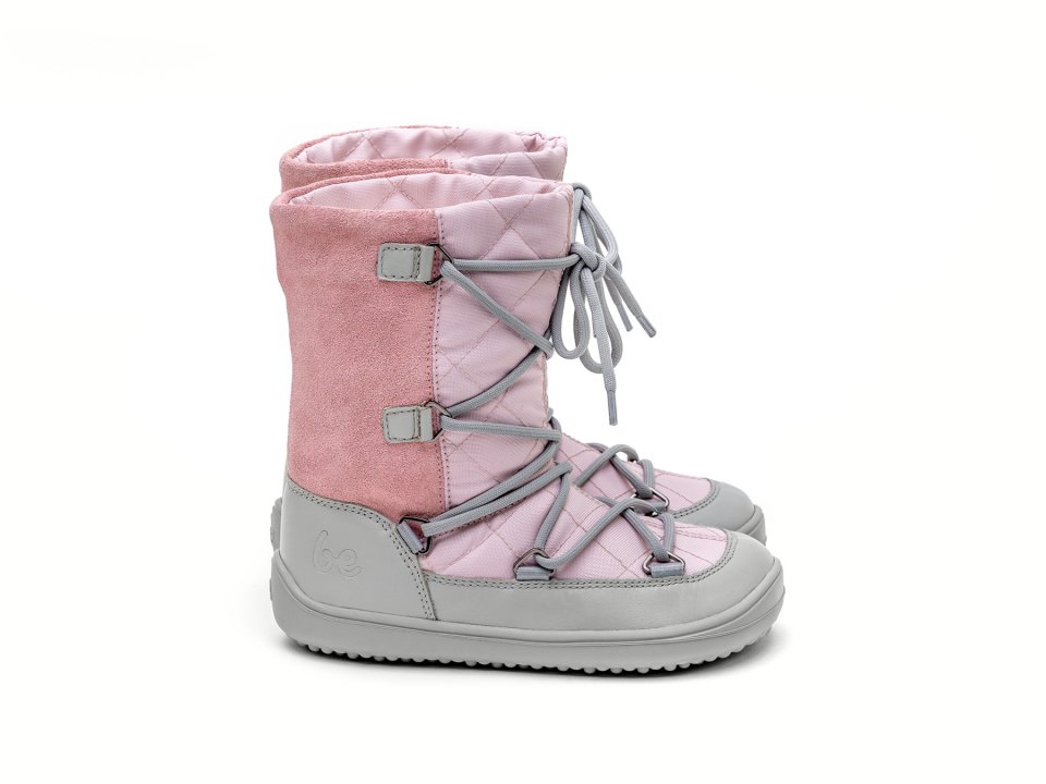 Zapatos de invierno para niño barefoot  Be Lenka Snowfox Kids - Pink & Grey