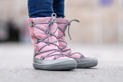 Dziecięce buty zimowe barefoot Be Lenka Snowfox Kids - Pink & Grey