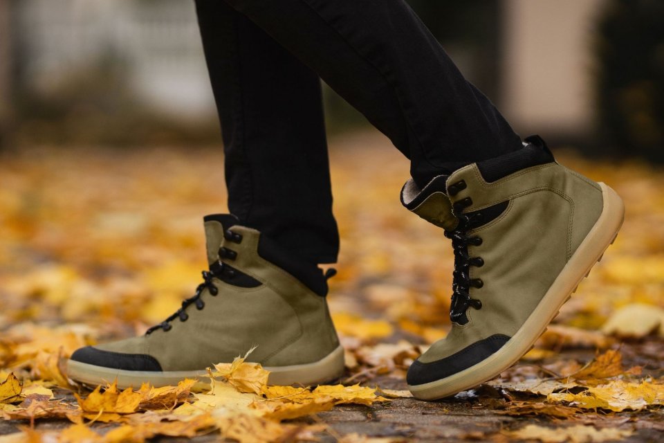 Zimní barefoot boty Be Lenka Ranger - Army Green