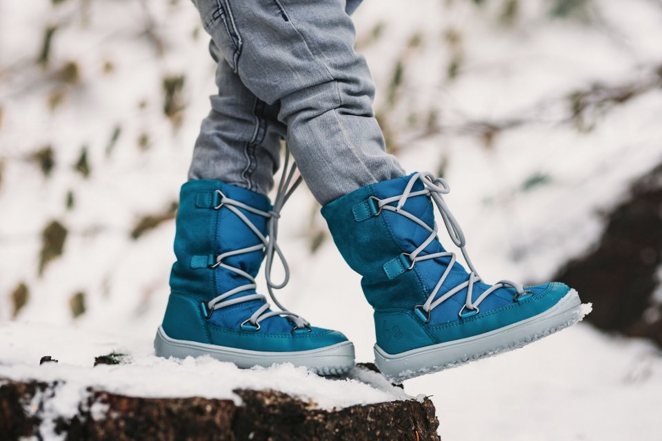 Dětské zimní barefoot boty Be Lenka Snowfox Kids - Dark Teal