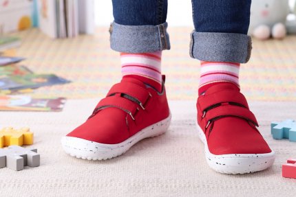 Dětské barefoot boty Be Lenka Jolly - Red & White