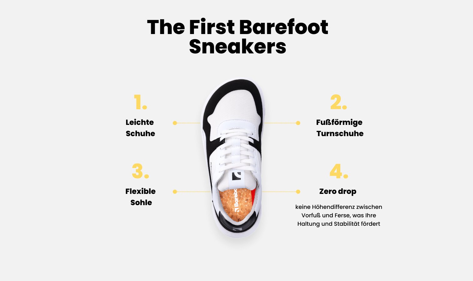 Größe 42 | Barefoot Sneakers Barebarics Kudos - White & Grey | Barebarics