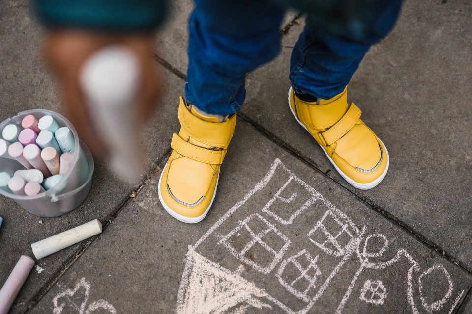 Dziecięce buty zimowe barefoot Be Lenka Panda 2.0 - Cheese Yellow
