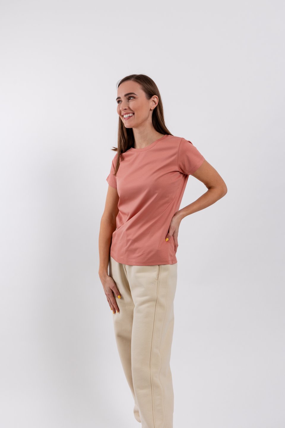 T-shirt femme à décollté ronde Be Lenka Essentials - Salmon Pink