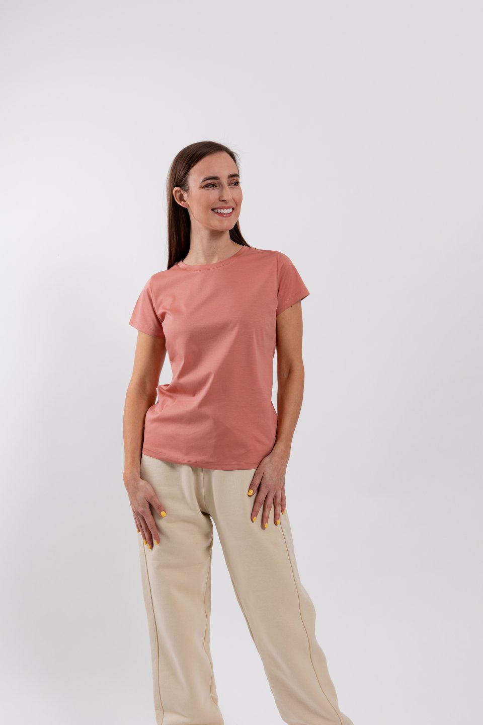 Maglietta da donna con girocollo Be Lenka Essentials - Salmon Pink