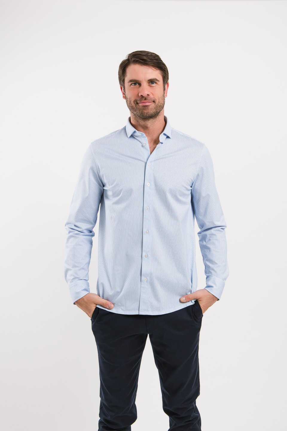 Camisa regular de hombre Be Lenka Essentials - Blue and White