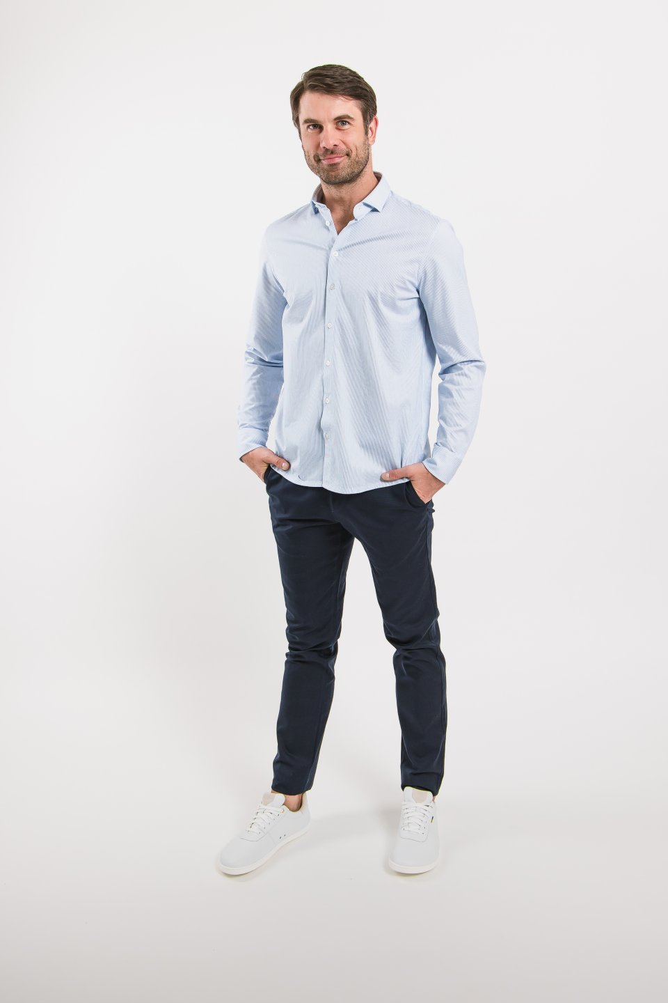 Camicia regular da uomo Be Lenka Essentials - Blue and White