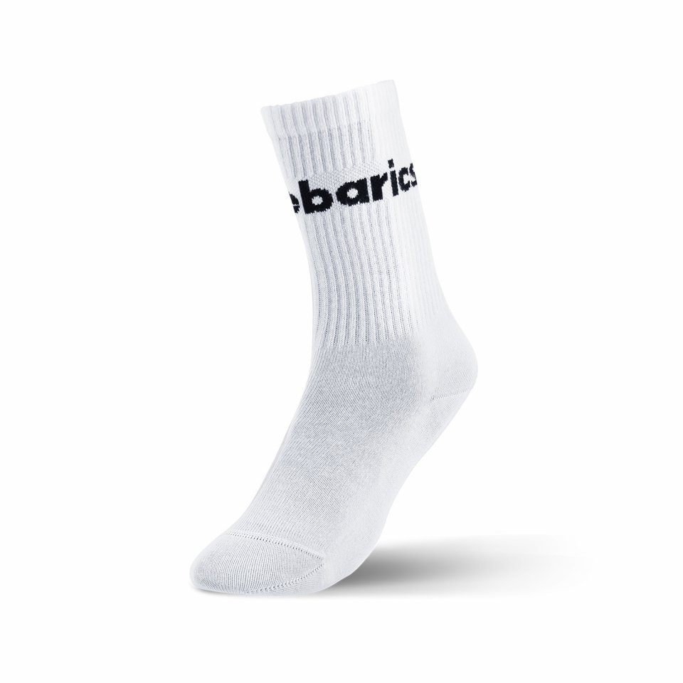 Barebarics - Barefoot Socks - Crew - White - Big logo