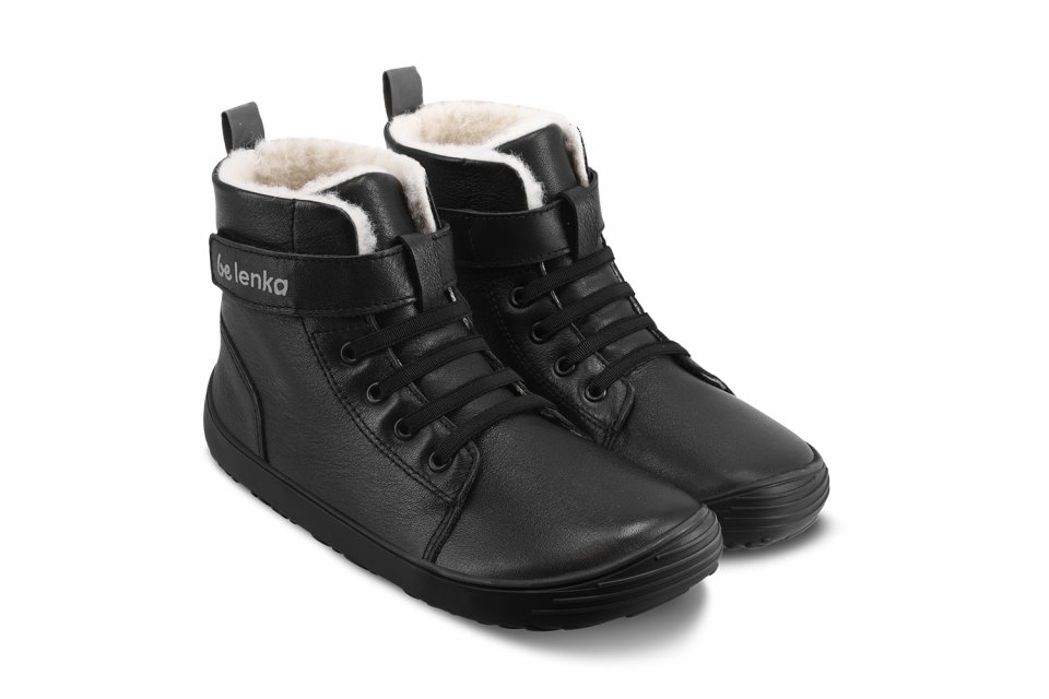Zapatos de invierno para niño barefoot Be Lenka Winter Kids - All Black