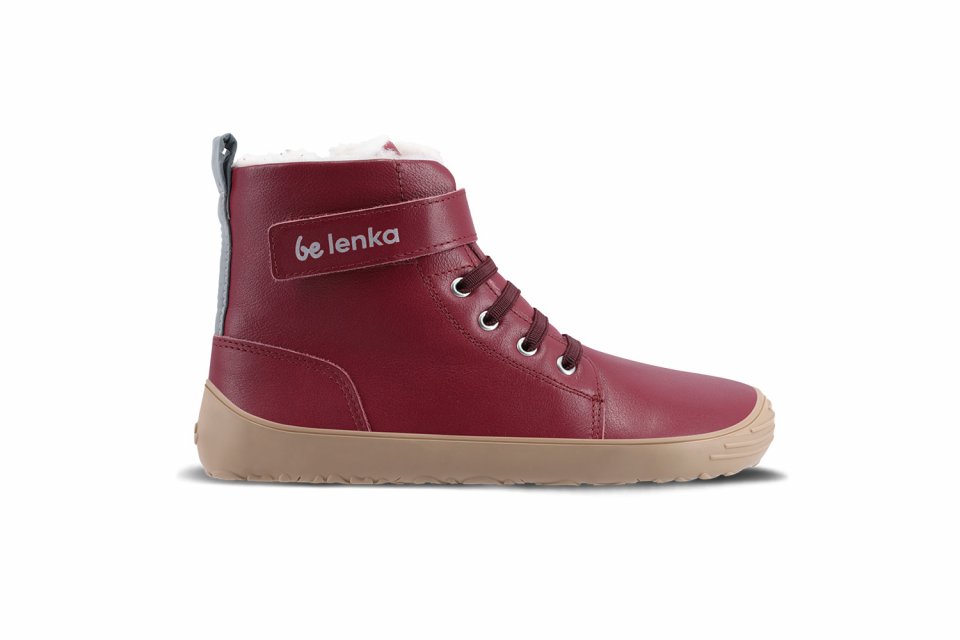 Dziecięce buty zimowe barefoot Be Lenka Winter Kids - Dark Cherry Red