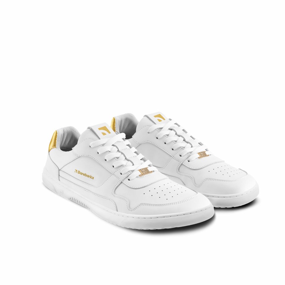 Barefoot tenisky Barebarics Zing - White & Gold - Leather