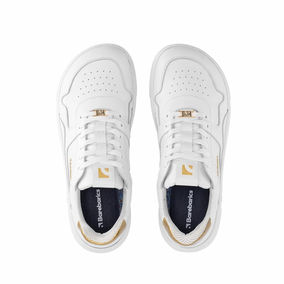 Barefoot tenisky Barebarics Zing - White & Gold - Leather