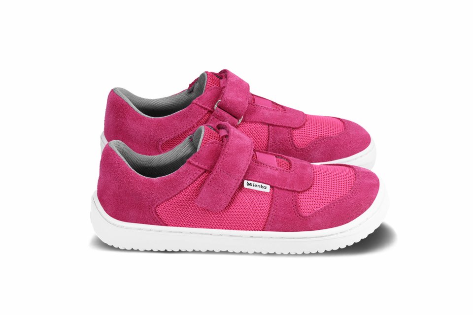 Kinder Barfuß Sneakers Be Lenka Joy - Dark Pink & White