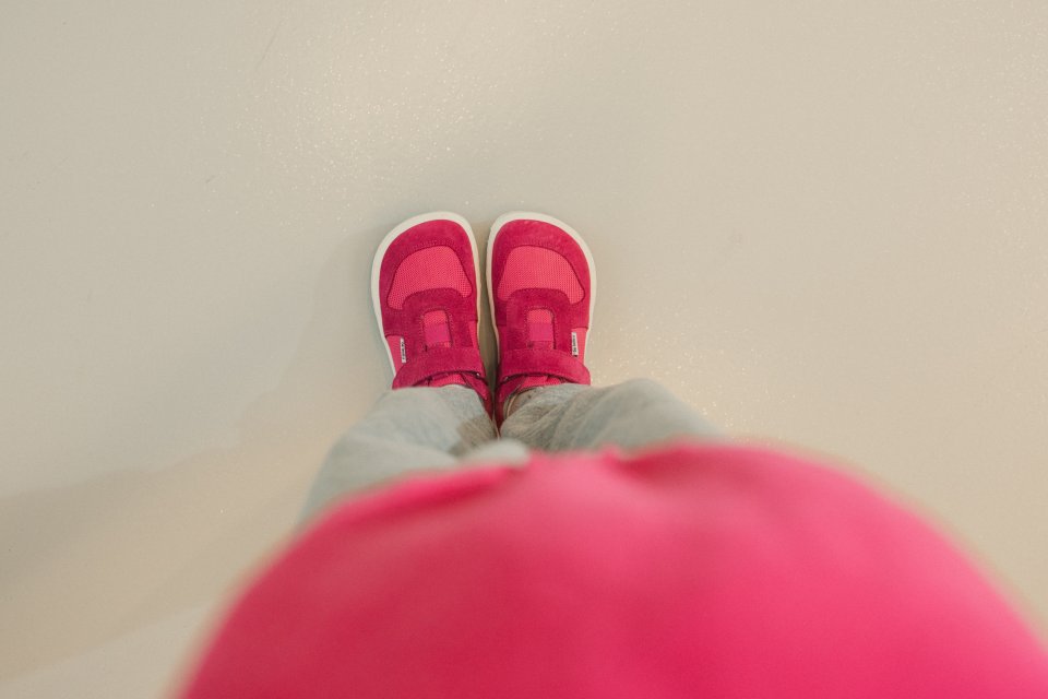 Detské barefoot tenisky Be Lenka Joy - Dark Pink & White
