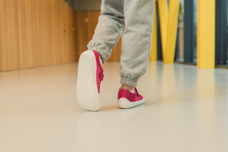 Be Lenka Kids barefoot sneakers Joy - Dark Pink & White