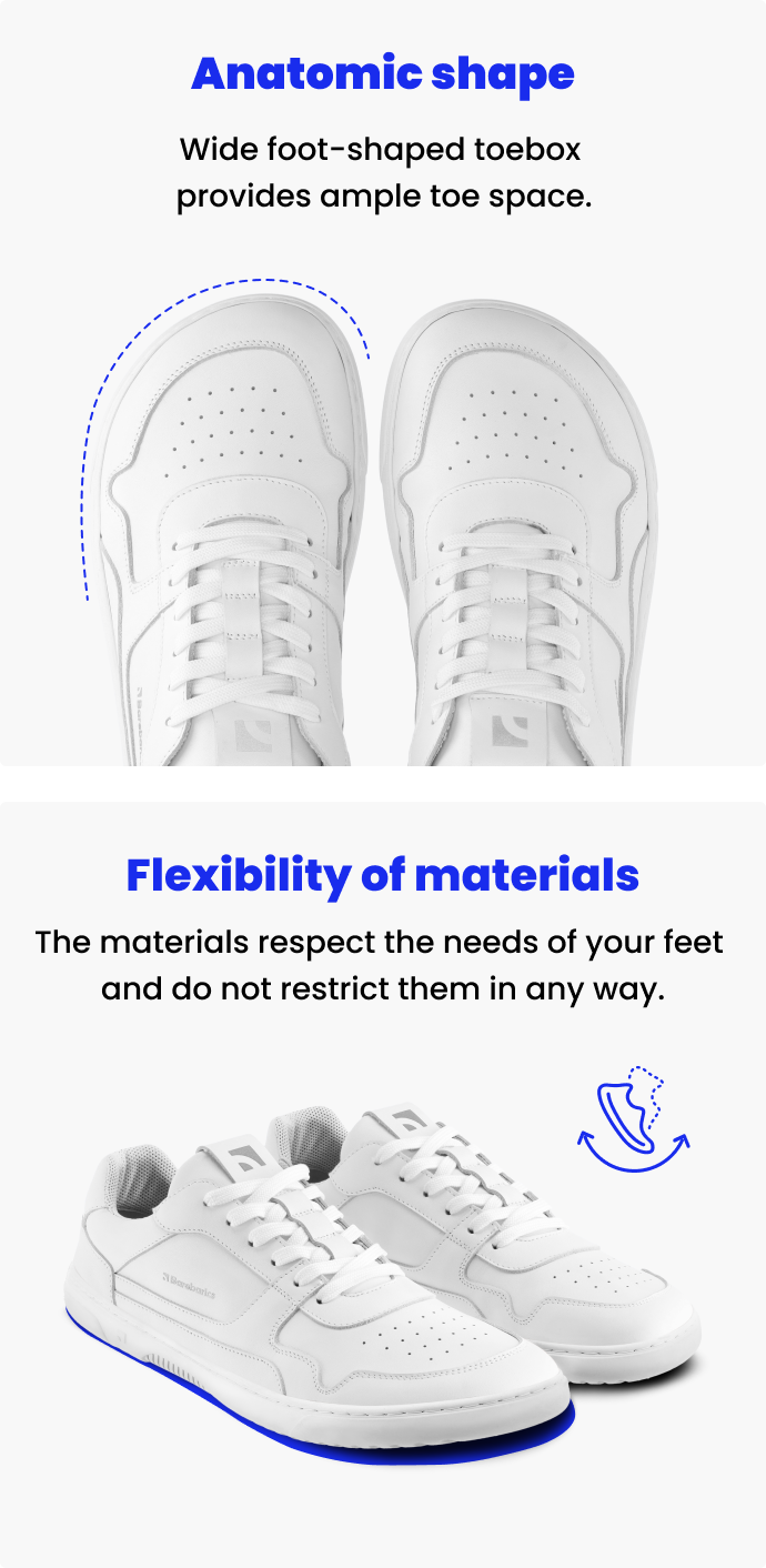 Size 45 | Barefoot Sneakers Barebarics Zoom - All White - Leather | Barebarics