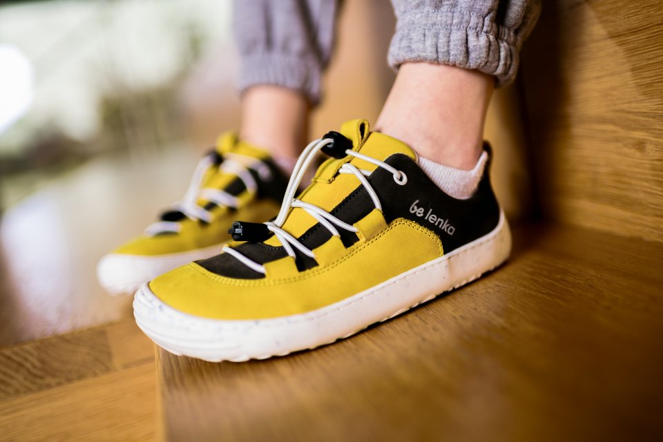 Gyermek barefoot cipők Be Lenka Xplorer - Yellow & Olive Black