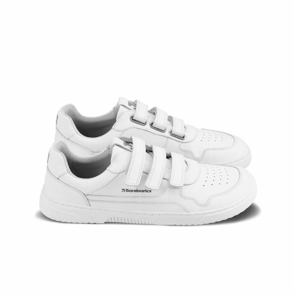 Barefoot tenisky Barebarics Zing Velcro - All White - Leather