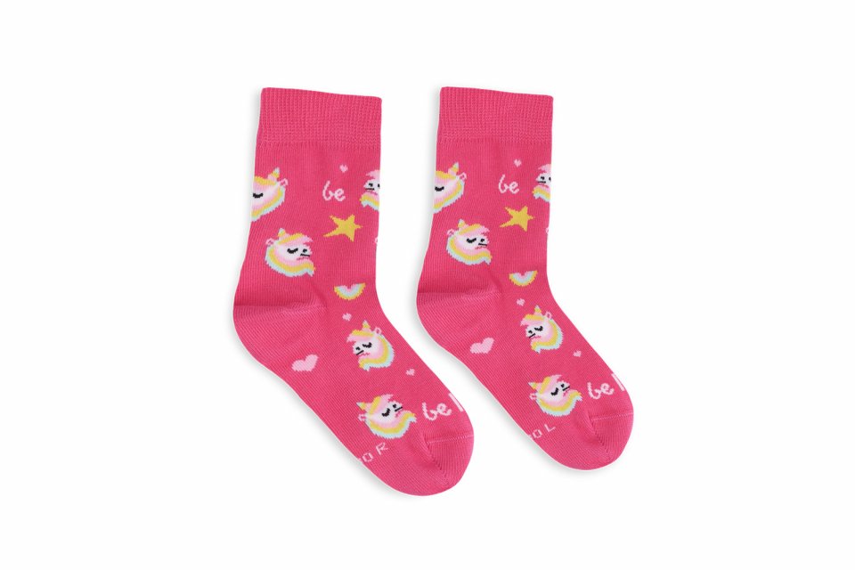 Dětské barefootové ponožky Be Lenka Kids - Crew - Unicorn - BubleGum Pink