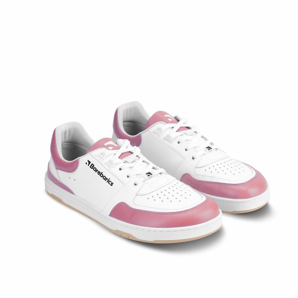 Barefoot tenisky Barebarics Wave - White & BubbleGum Pink