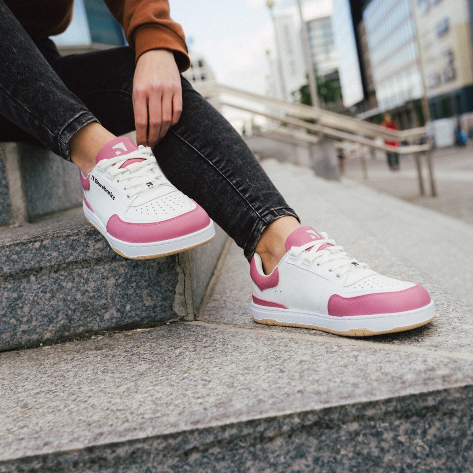 Barefoot Sneakers Barebarics Wave - White & BubbleGum Pink