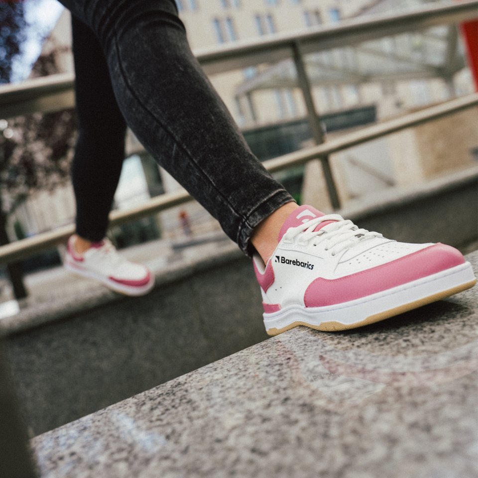 Barefoot Sneakers Barebarics Wave - White & BubbleGum Pink
