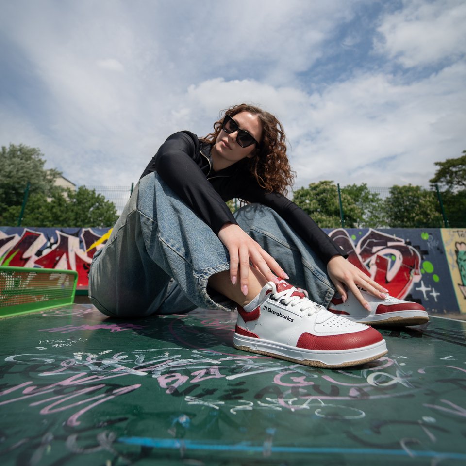 Barefoot Sneakers Barebarics Wave - White & Crimson Red
