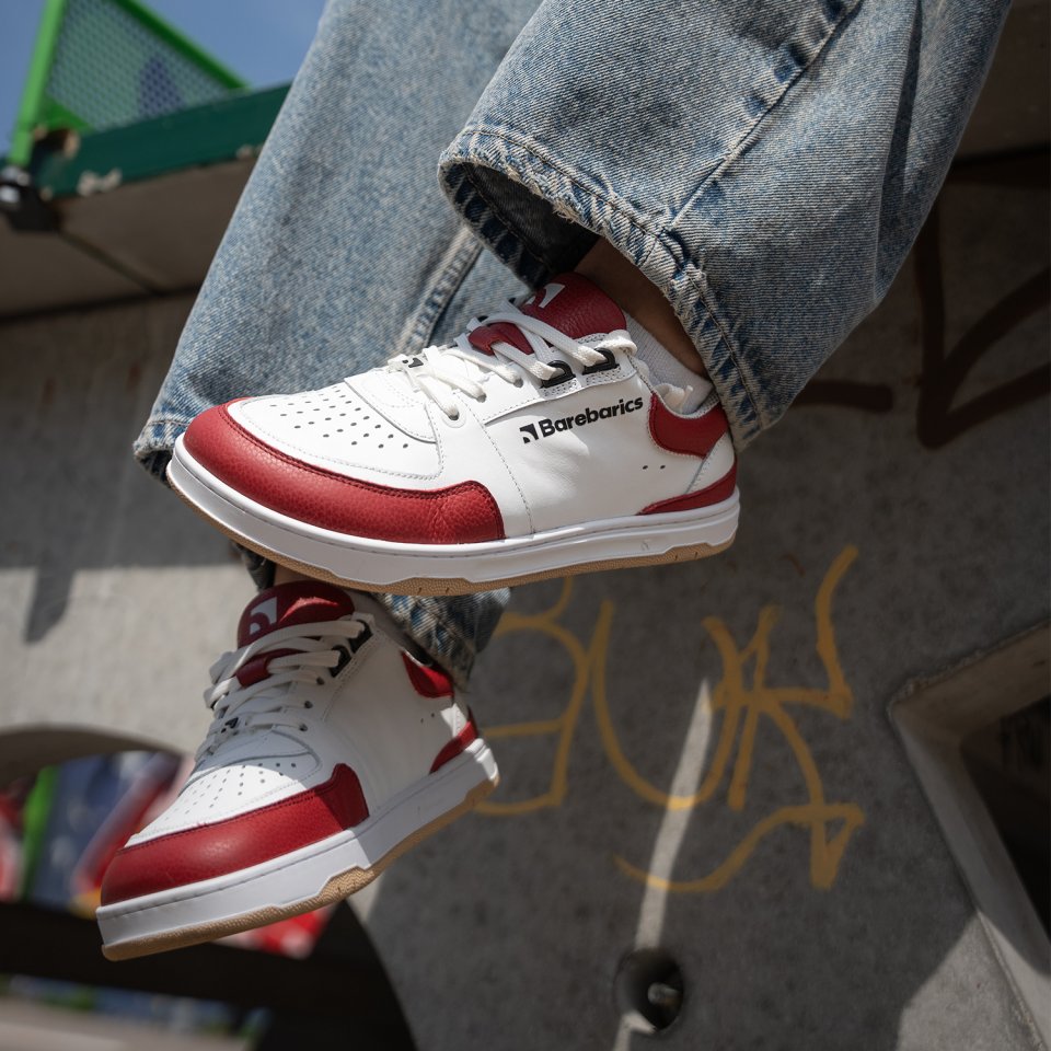 Barefoot Sneakers Barebarics Wave - White & Crimson Red