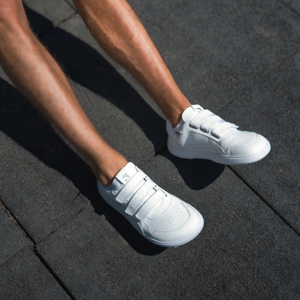 Barefoot Sneakers Barebarics Zing Velcro - All White - Leather