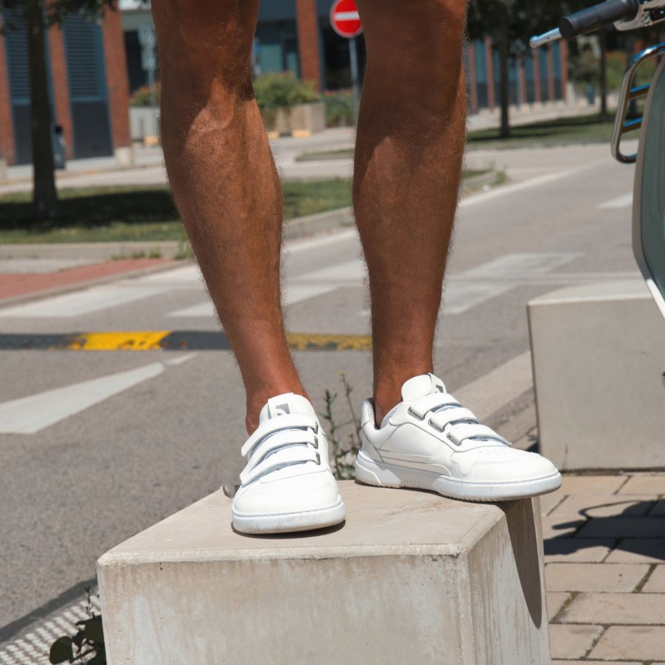 Barefoot tenisky Barebarics Zing Velcro - All White - Leather
