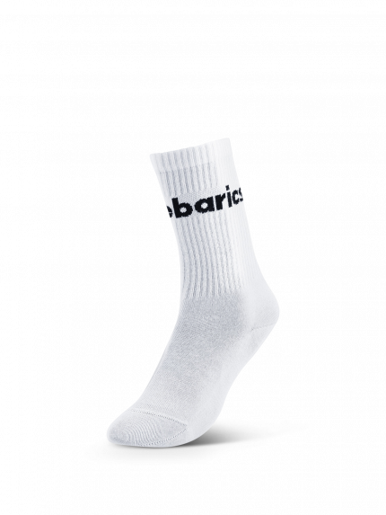 Barebarics - Barefoot Socks - Crew - White - Big logo - 3 pack