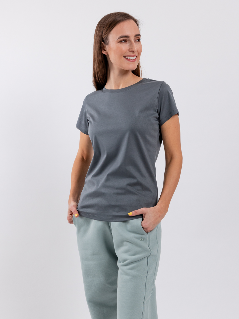 Damem T-Shirt mit Rundhalsausschnitt Be Lenka Essentials - Grey