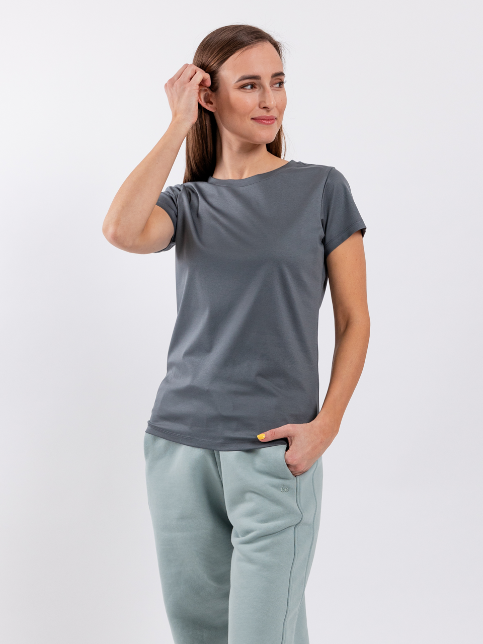 Damem T-Shirt mit Rundhalsausschnitt Be Lenka Essentials - Grey