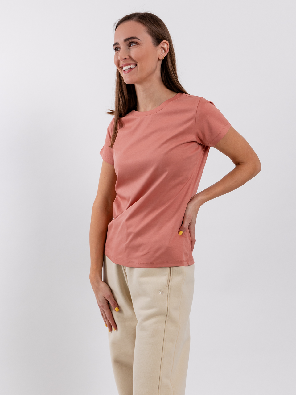 Women's Round Neck t-shirt Be Lenka Essentials - Salmon Pink