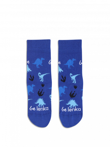 Dziecięce skarpety Barefoot Be Lenka Kids - Crew - Dino - Royal Blue