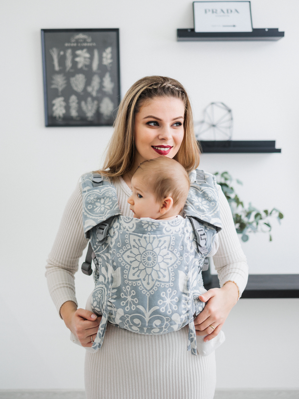 Baby carrier - Be Lenka Mini - Folk - Grey