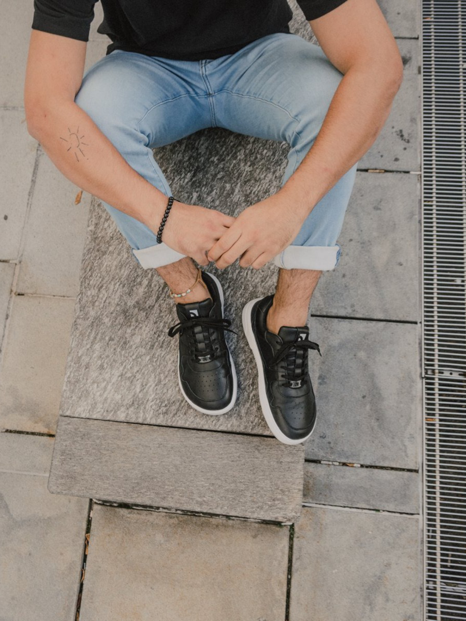 Barefoot Sneakers Barebarics Zing - Black & White - Leather