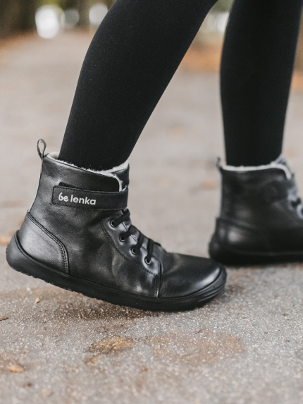 Winter barefoot boots Be Lenka Winter Kids - All Black