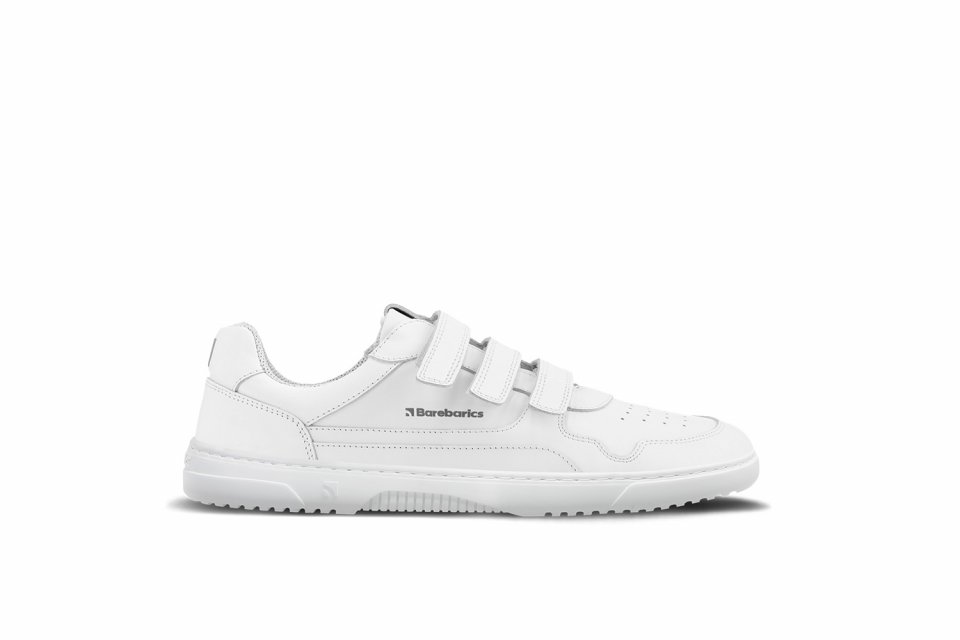 Barefoot Sneakers Barebarics Zing Velcro - All White - Leather