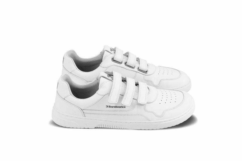 Barefoot tenisky Barebarics Zing Velcro - All White - Leather