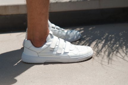 Barefoot Sneakers Barebarics Zing Velcro - All White - Leather