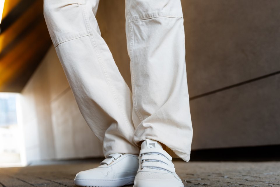 Barefoot Sneakers Barebarics Zing Velcro - All White - Leather