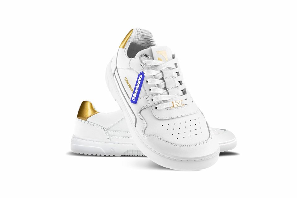 Barefoot Sneakers Barebarics Zing - White & Gold - Leather