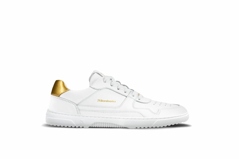 Barefoot Sneakers Barebarics Zing - White & Gold - Leather