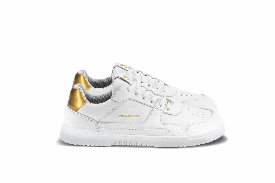 Barefoot Sneakers Barebarics Zing - White & Gold - Leather